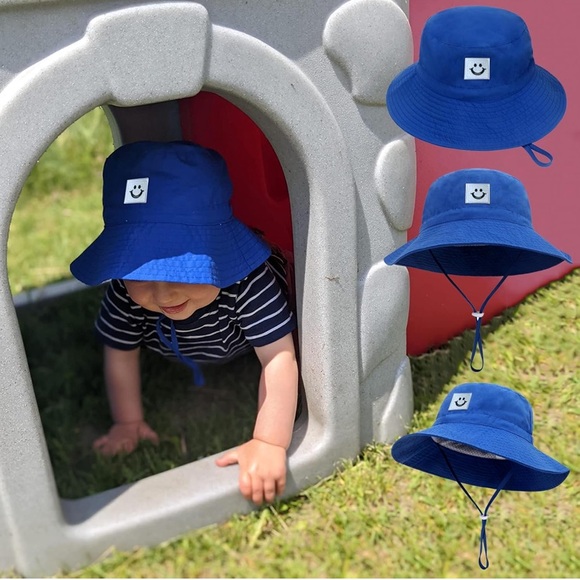 Kids Smiley Face Bucket Hat Set - Navy and White - Picture 3 of 9